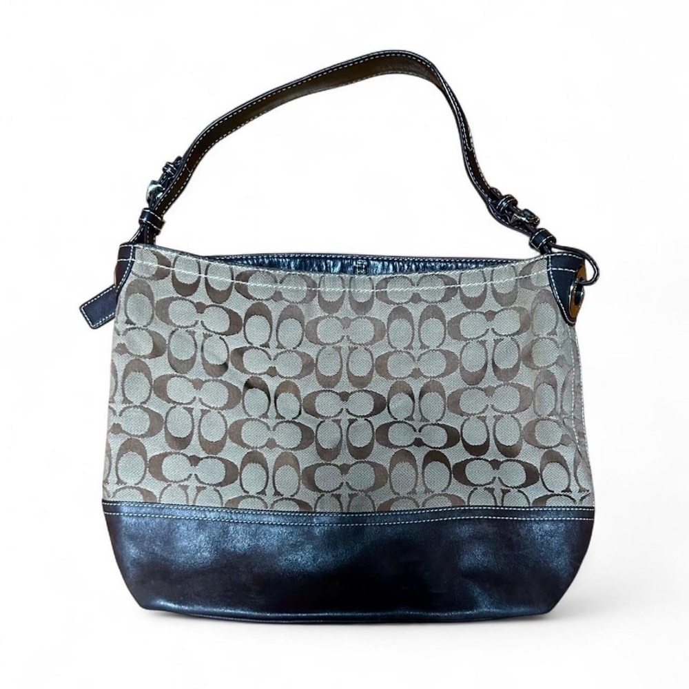Coach Monogram Canvas and Leather Shoulder Bag - Brown and Black - Picture 2 of 4